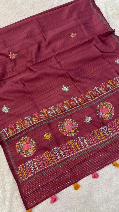 Hand Boutique French Knot Unn Work Saree (Vol.11)