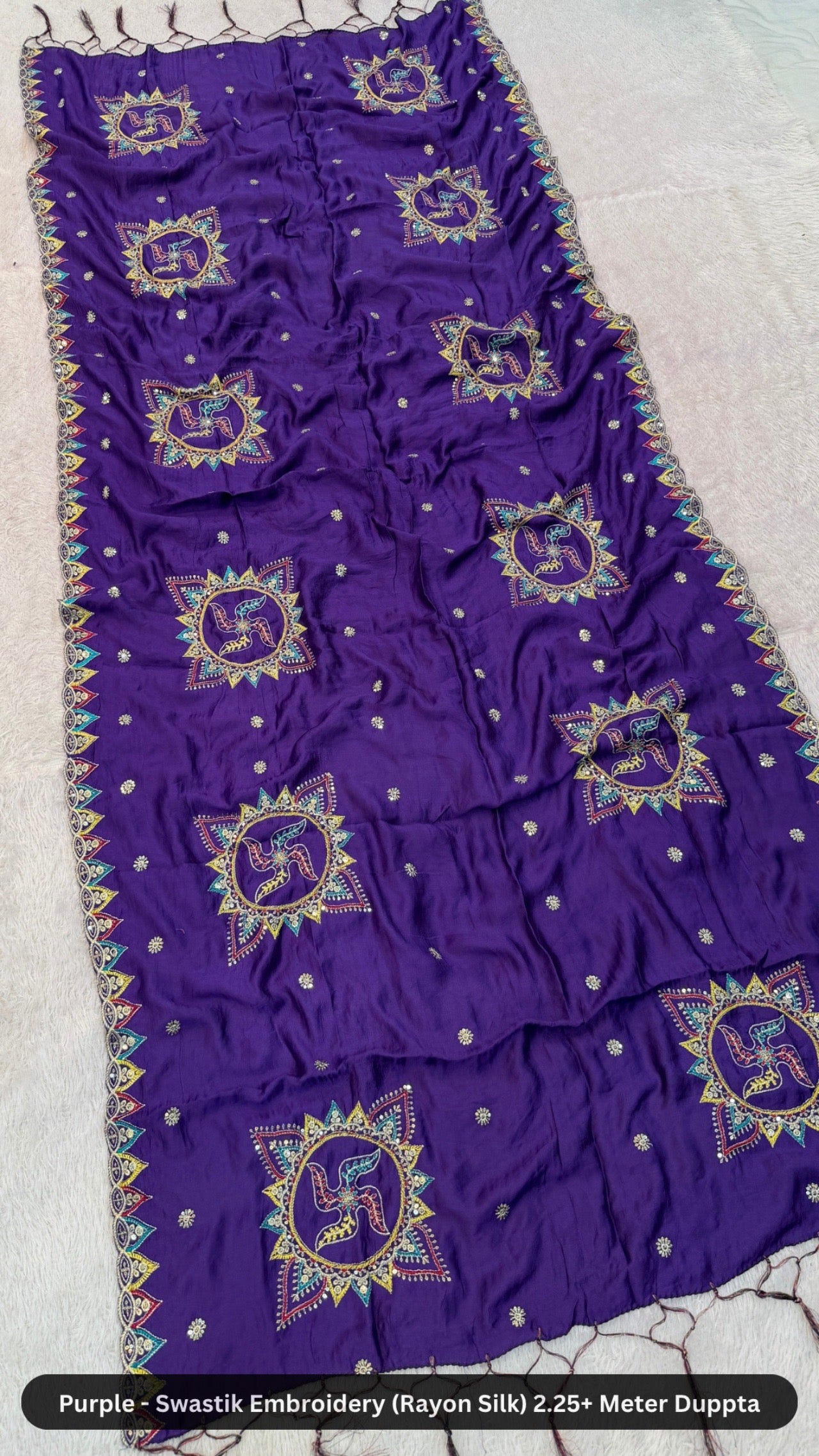 Swastik Embroidery Work Duppta