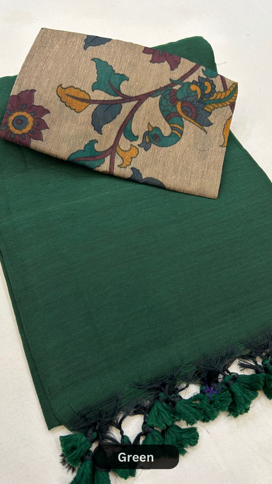 Handloom Summer Saree - Green