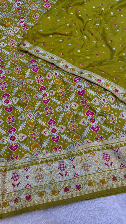 Patola Saree With Siroski Work - Trending Lime