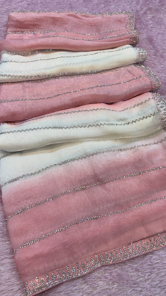 Premium Designer Saree (Peach)
