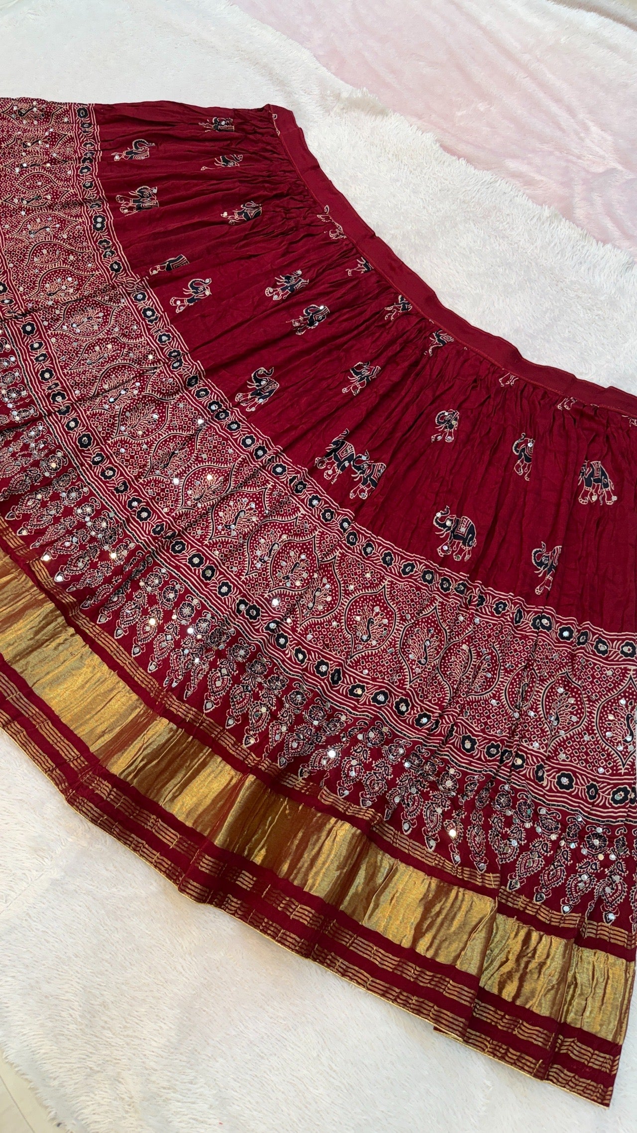 Royal Ajrakh Mirror Work Lehenga Choli Set