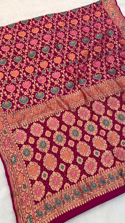 Exclusive Handwoven Original Neemzari Bandhani Saree (C)