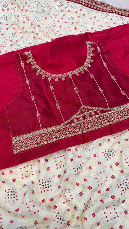 Wedding Special Rajwadi Bandhani Saree (Trending Color)