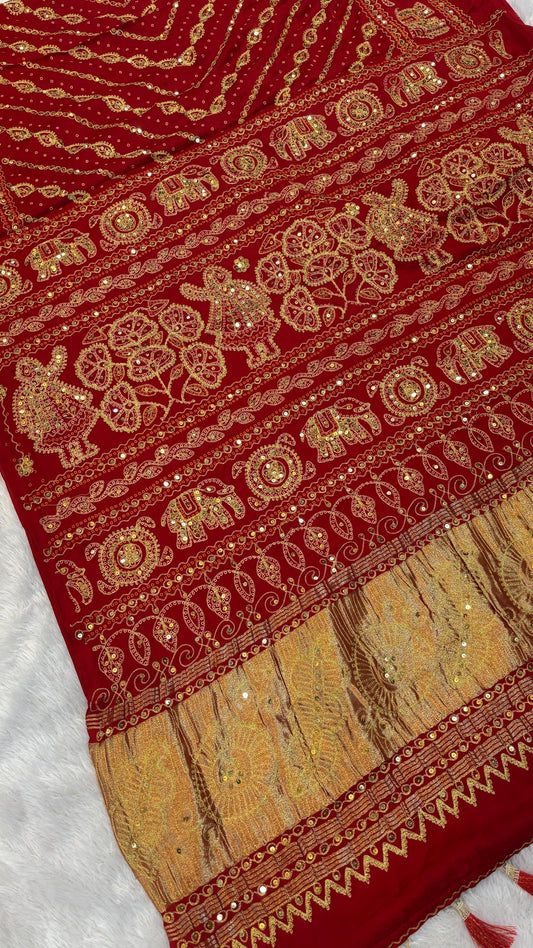 SvarṇaVastra Lehariya :- Untouched and Sacred Saree with Sequence Work