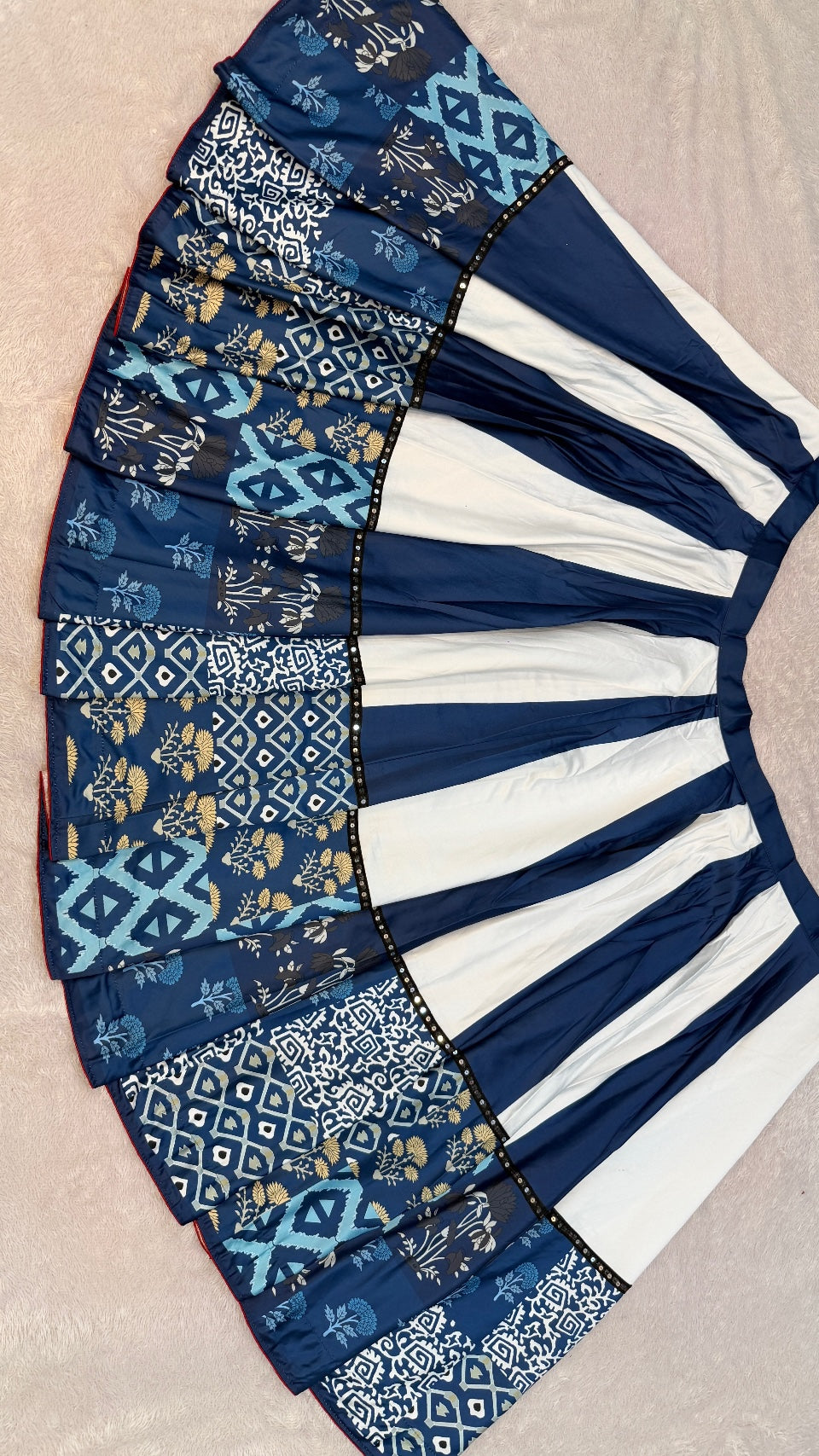 Dhabu Print Indigo Designe, 7 Meter Flare Lehanga Choli New