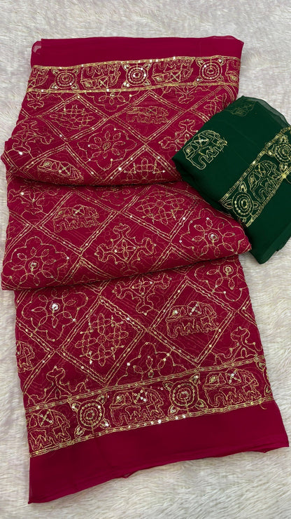 Heritage Gharchola Saree with Sequence Work