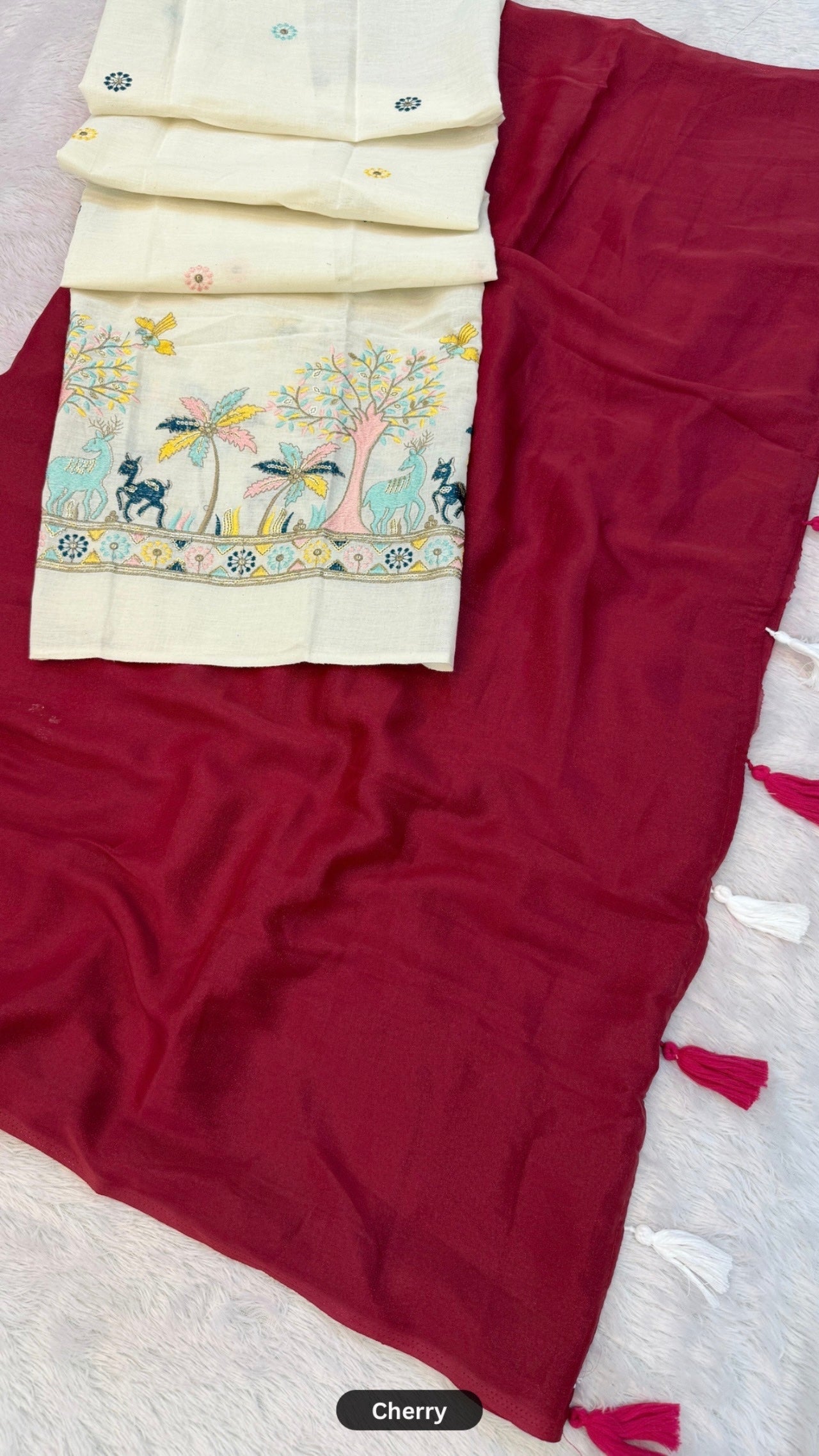 Khadi Aura Designer Chiffon Saree Set