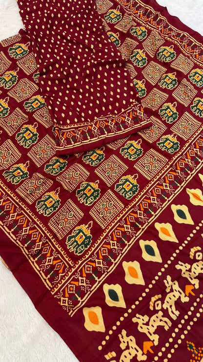 Patola Bandhej Saree (Rayon Silk)