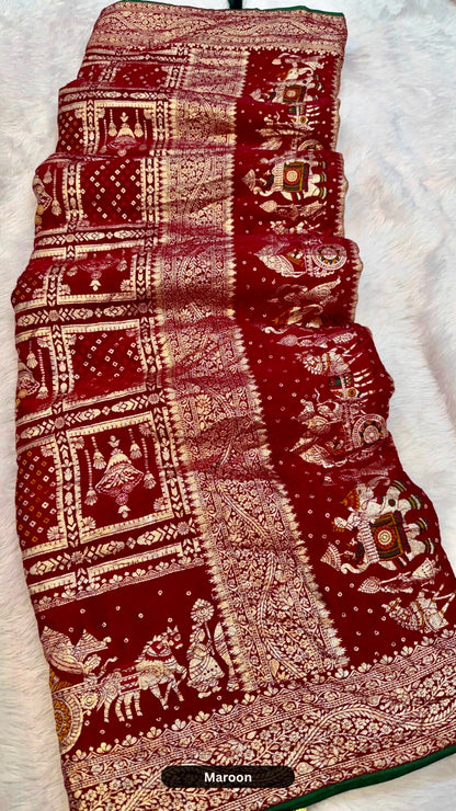 “राजशाही” Gharchola Saree (Dola Silk)
