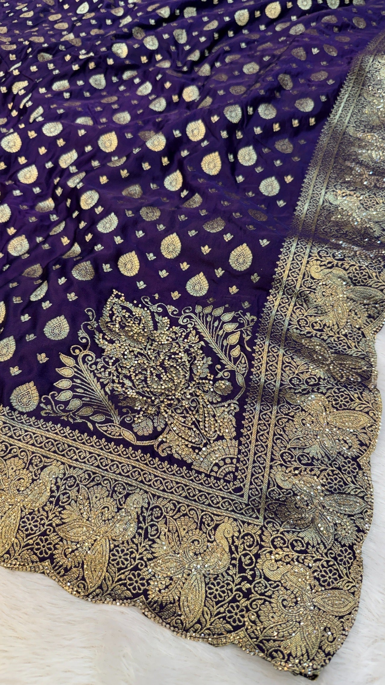 Pure Banarasi Swarovski Work Saree (Purple)