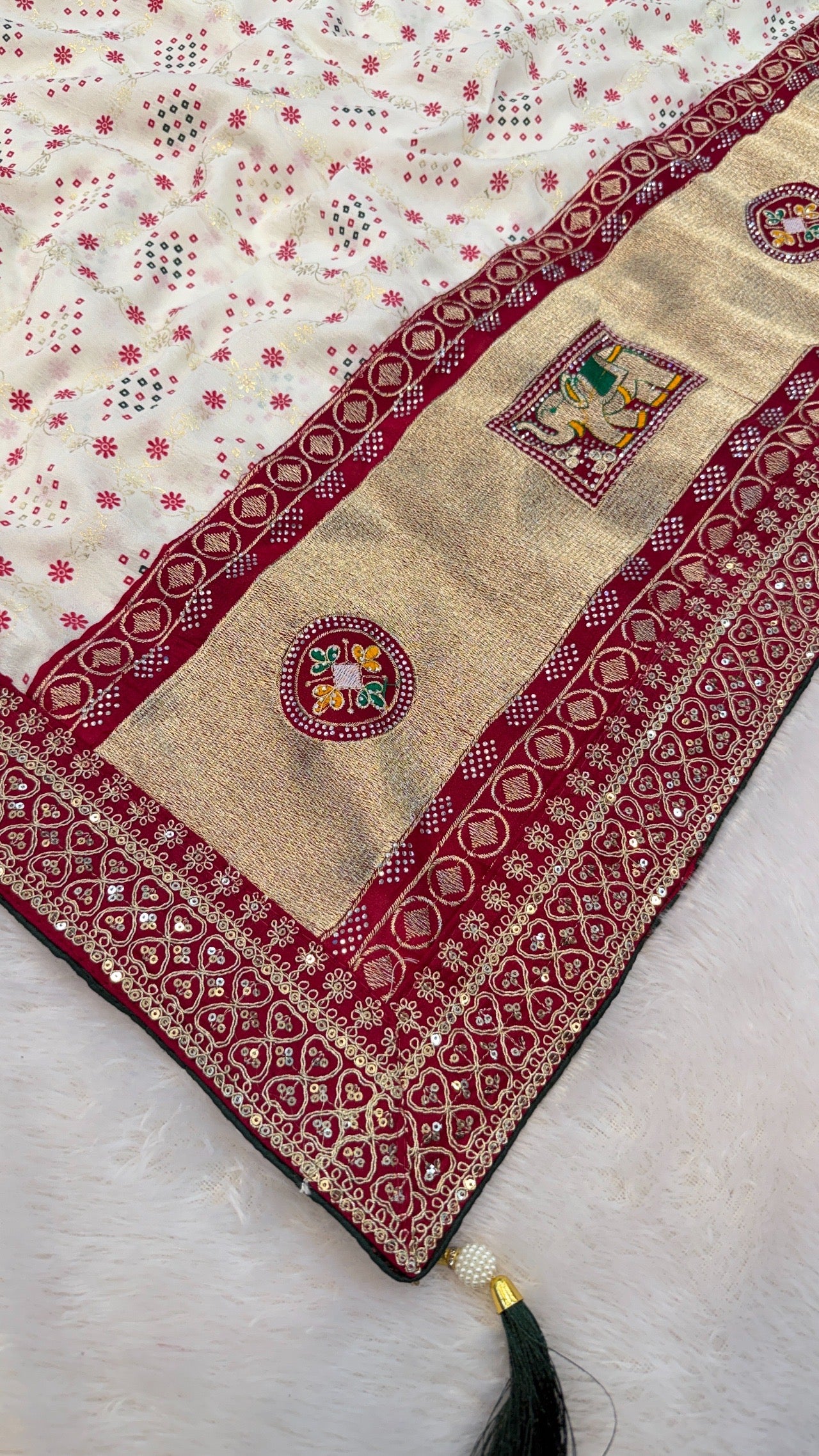 Wedding Special Rajwadi Bandhani Saree (Trending Color)