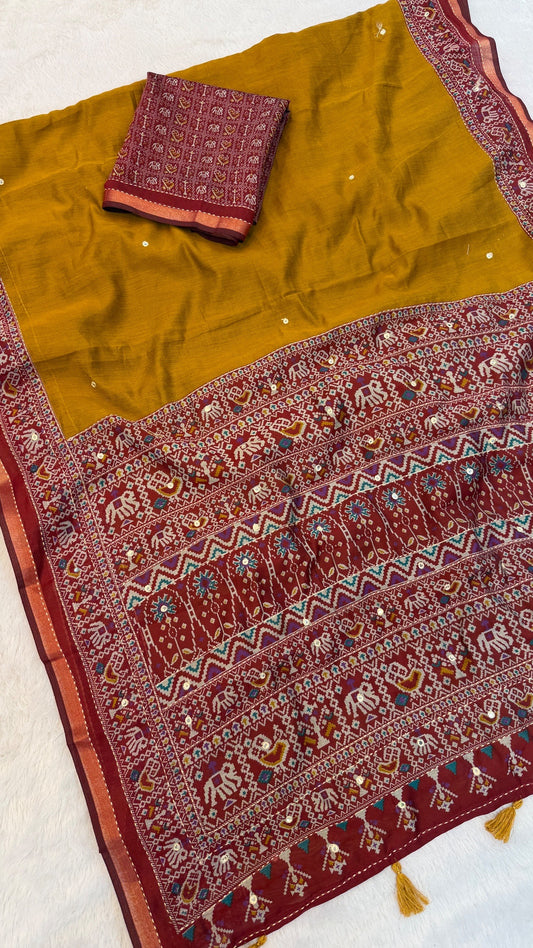 Trending Mul Cotten Mirror Work Saree SD