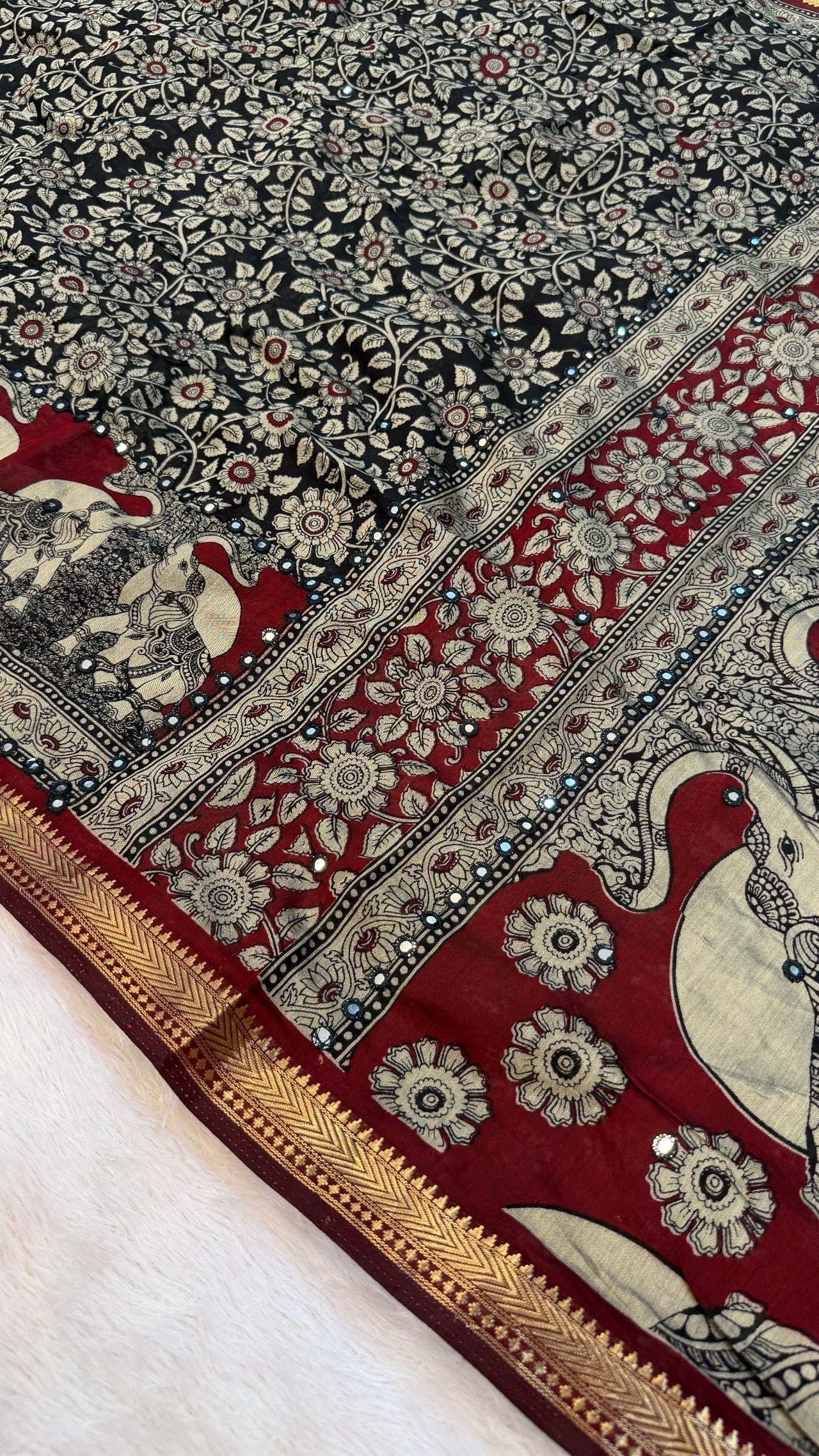 Pure Mul Cotten Mirror Saree