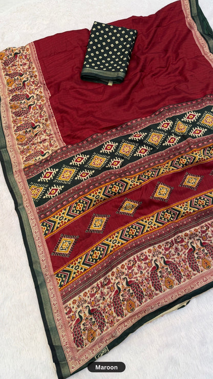 Plain Kalamkari  X Mul Cotten Saree