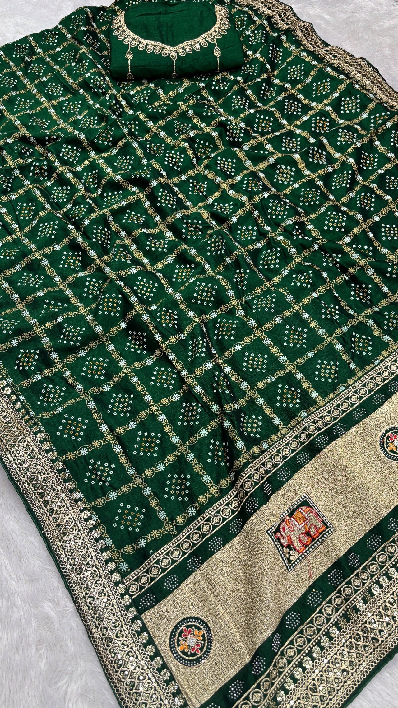Wedding Special Rajwadi Gharchola Saree (Heavy Blouse) 2