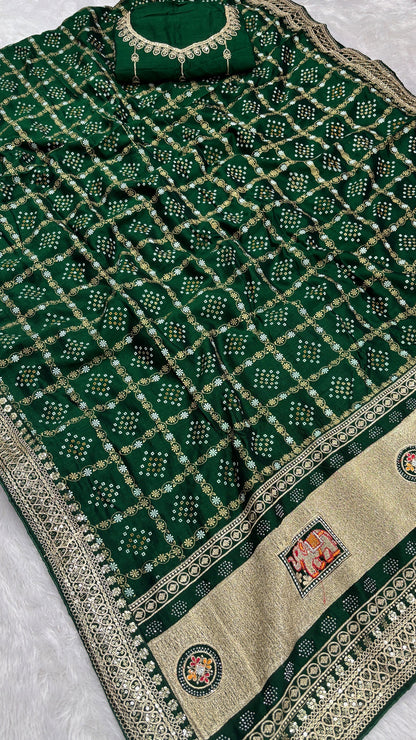 Wedding Special Rajwadi Gharchola Saree (Heavy Blouse) 2