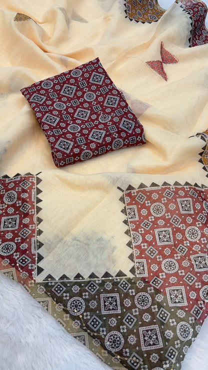 All New Digital Handpicked, Sequence Work Saree