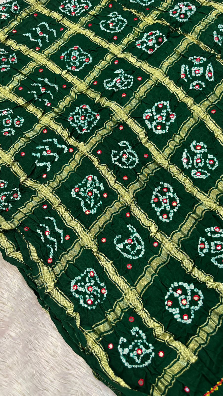 Pure Gaji Silk Abbhli Work Gharchola (Green)