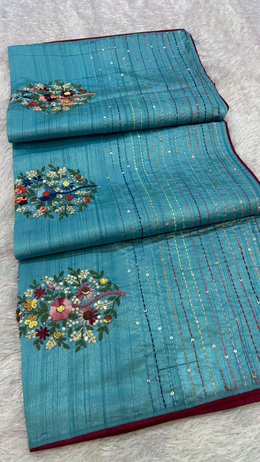 Hand Boutique French Knot Unn Work Saree (Vol.15)