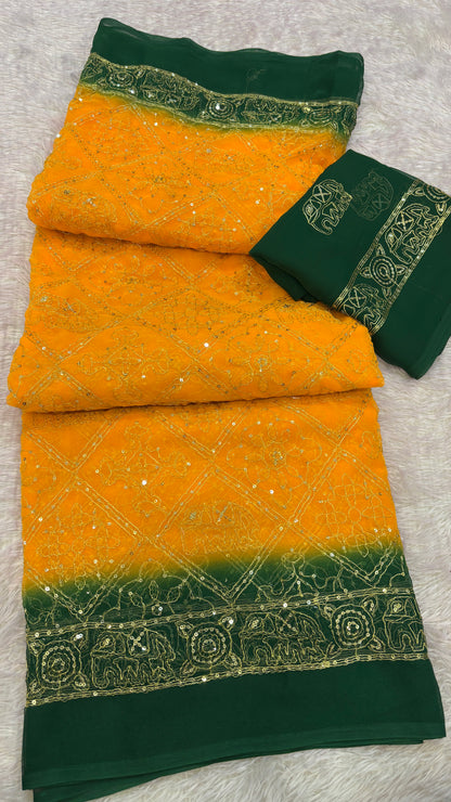 Heritage Gharchola Saree with Sequence Work