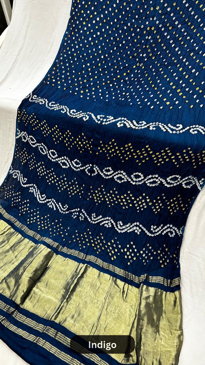 Pure Gaji Hand Bandhej Saree (Model Silk)