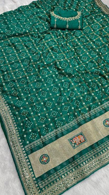 Wedding Special Rajwadi Gharchola Saree (Heavy Blouse) 2