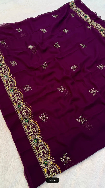 Rajasthani Handwork Swastik Saree
