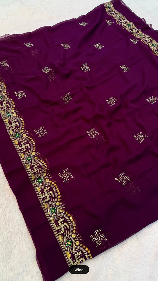 Rajasthani Handwork Swastik Saree