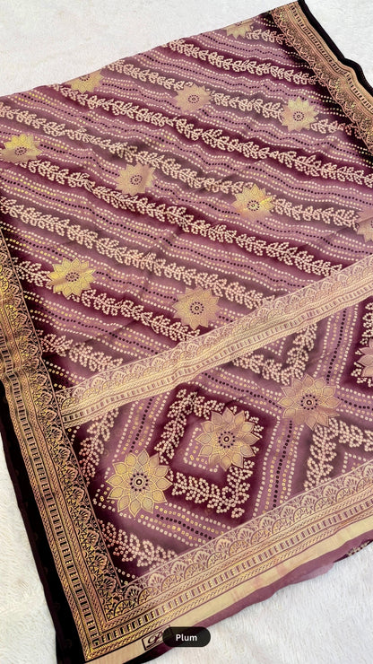 Floral Lehariya Saree