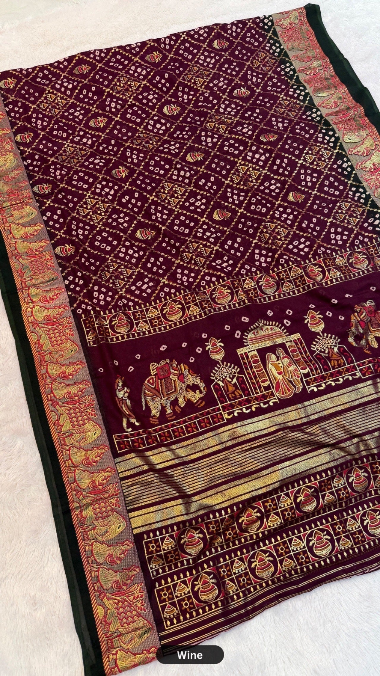 Gharchola Bandhej Rajawadi Saree