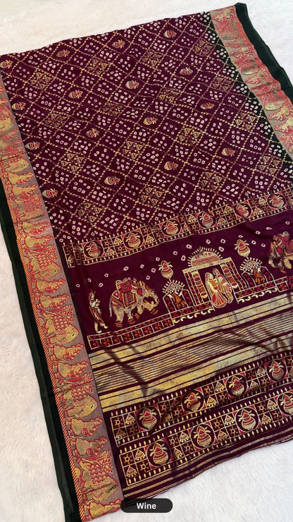 Gharchola Bandhej Rajawadi Saree