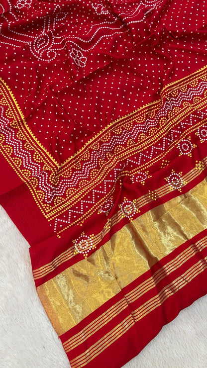 Raas Mandal Duppta With Lagadi Paata (Red)