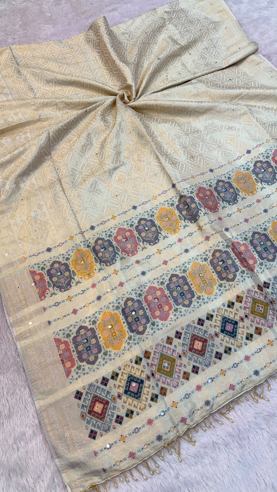 Timeless Kanjivaram Silk Saree (Mirror Work)
