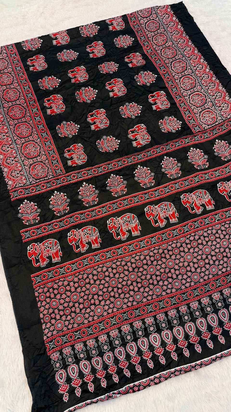 Airawar Ajrakh Crush Saree