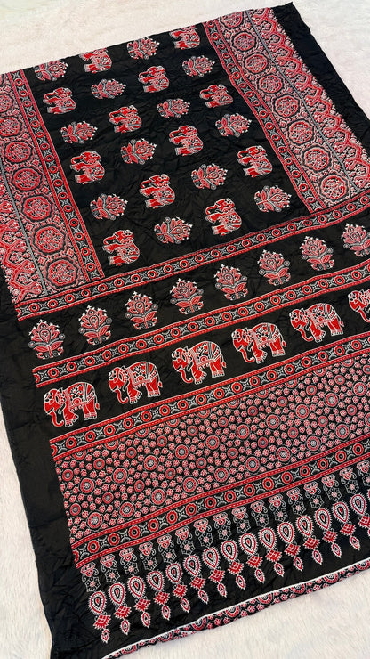 Airawar Ajrakh Crush Saree