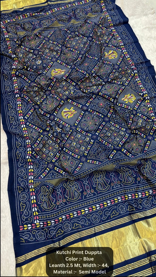 Kutchi Duppta with Lagdi Patta - Blue