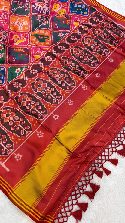 New Semi Ikkat Patola Saree with Beautiful Tussle Vol.4