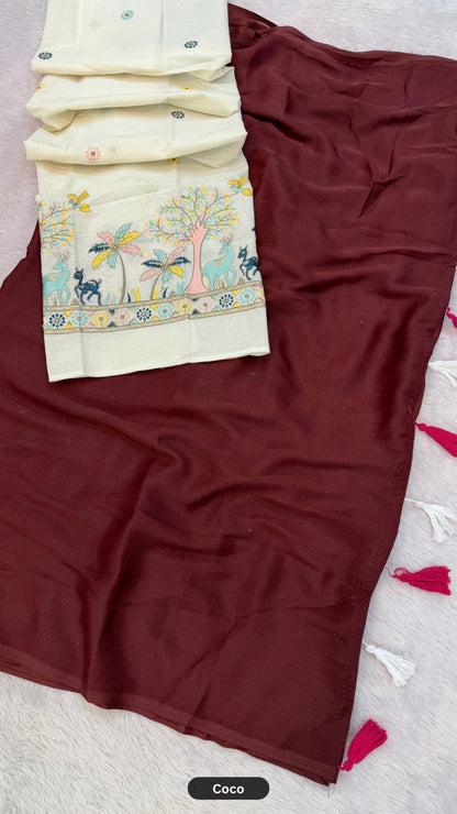 Khadi Aura Designer Chiffon Saree Set
