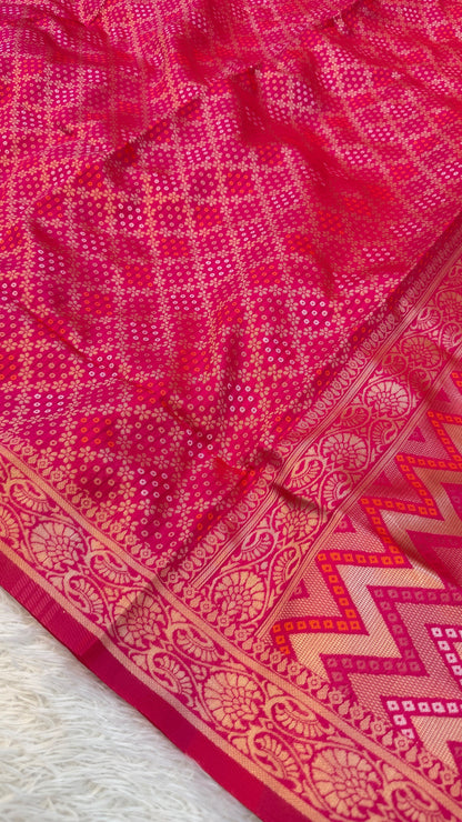 Soft Silk Jungalo Bandhani Saree