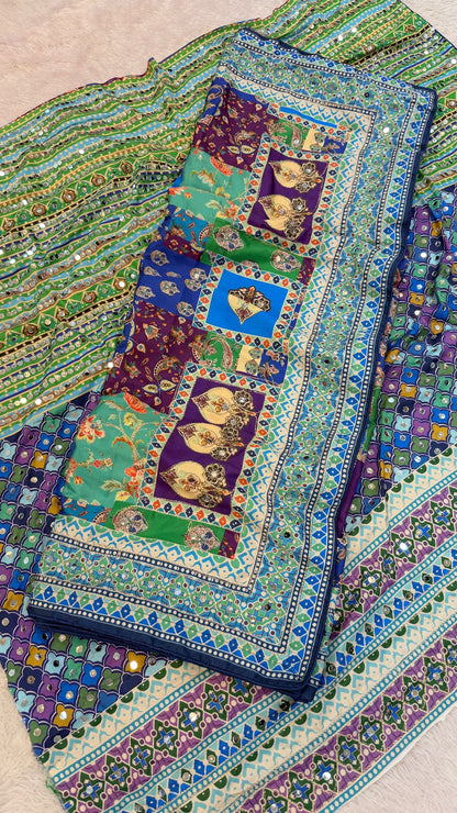 Sheesh Mahal Traditional Saree (1000+ Mirror)