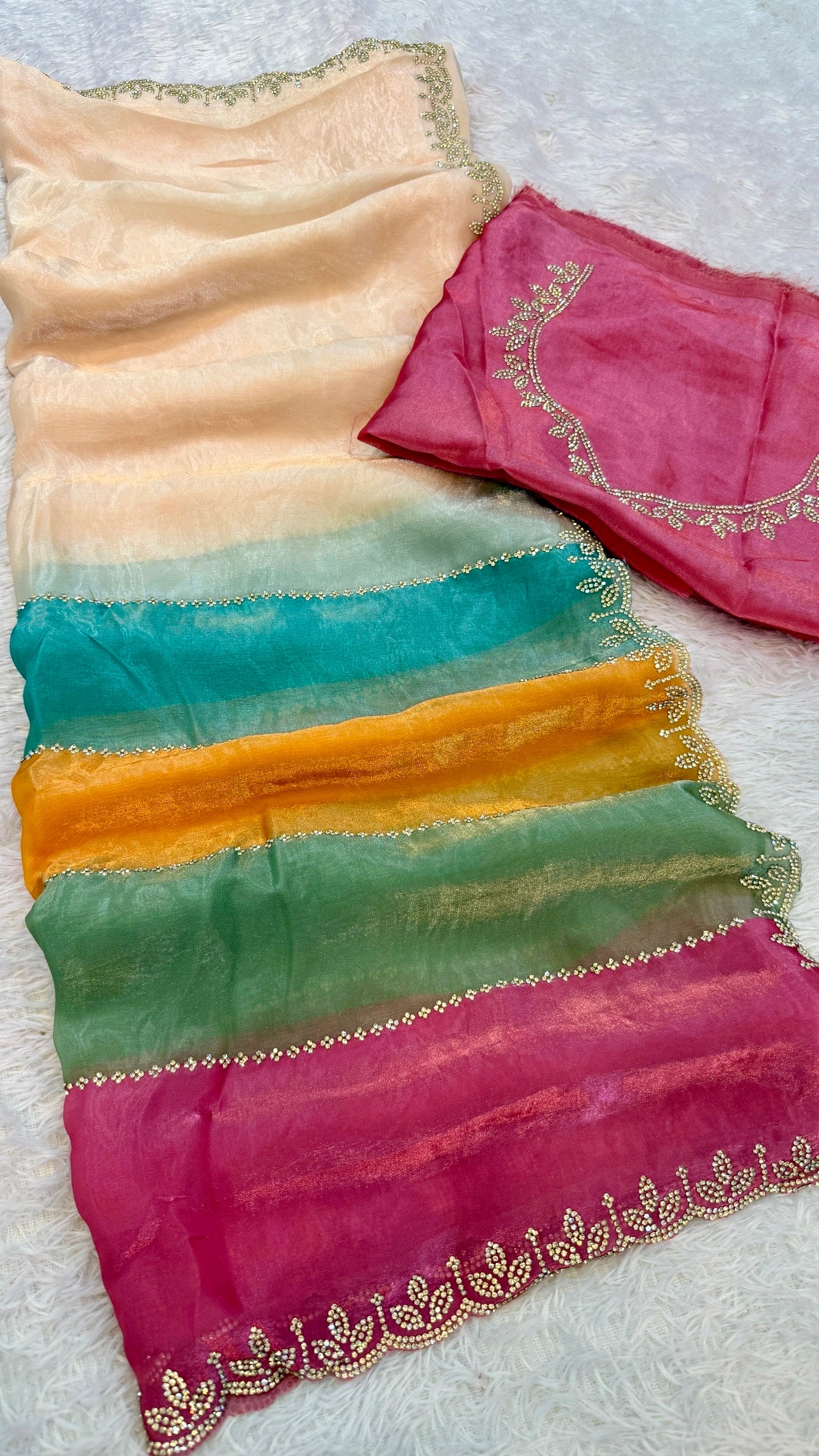Luxurious Tri-Shade Cocktail Saree