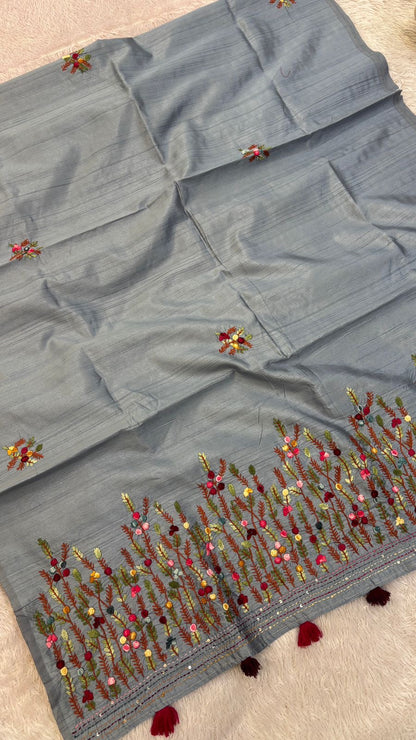 Hand Boutique French Knot Unn Work Saree (Vol.9)