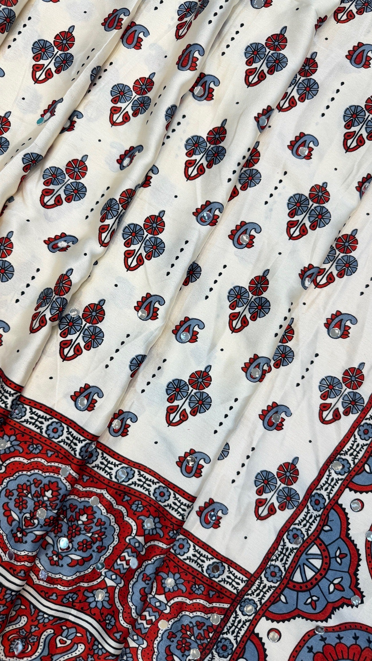 “Sheesha” Ajrakh 500+ Real Mirror Saree