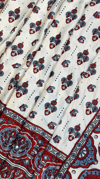 “Sheesha” Ajrakh 500+ Real Mirror Saree