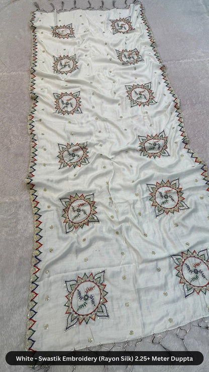Swastik Embroidery Work Duppta