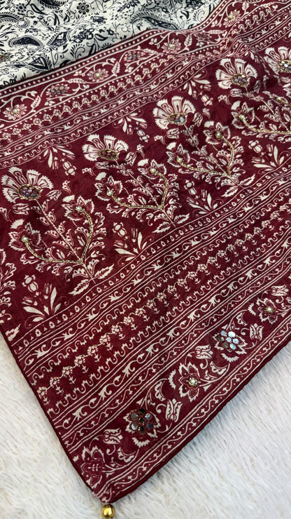 Kalamkari Sitara Work Saree