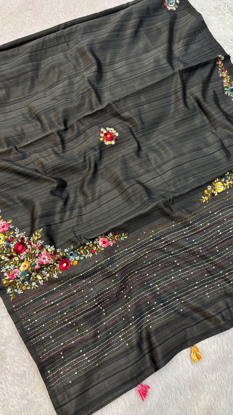 Hand Boutique French Knot Unn Work Saree (Vol.10)