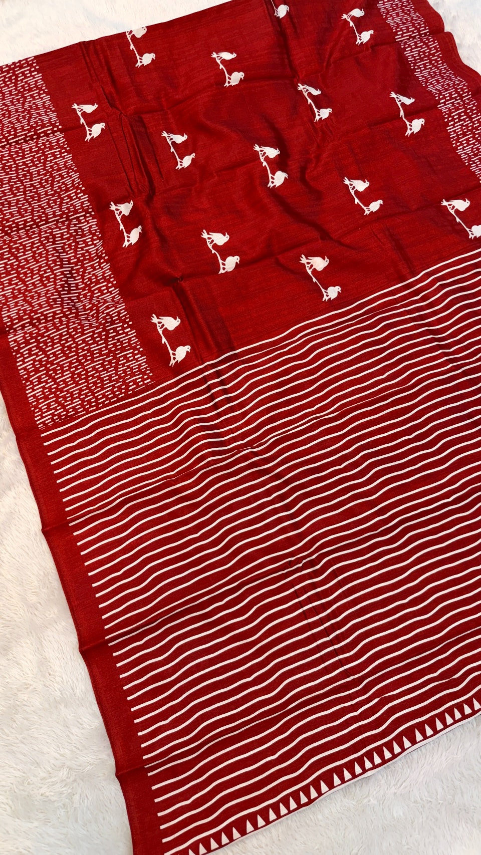 Heritage Sparrow Print Saree
