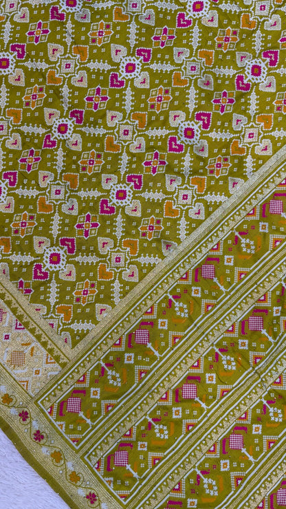 Patola Saree With Siroski Work - Trending Lime